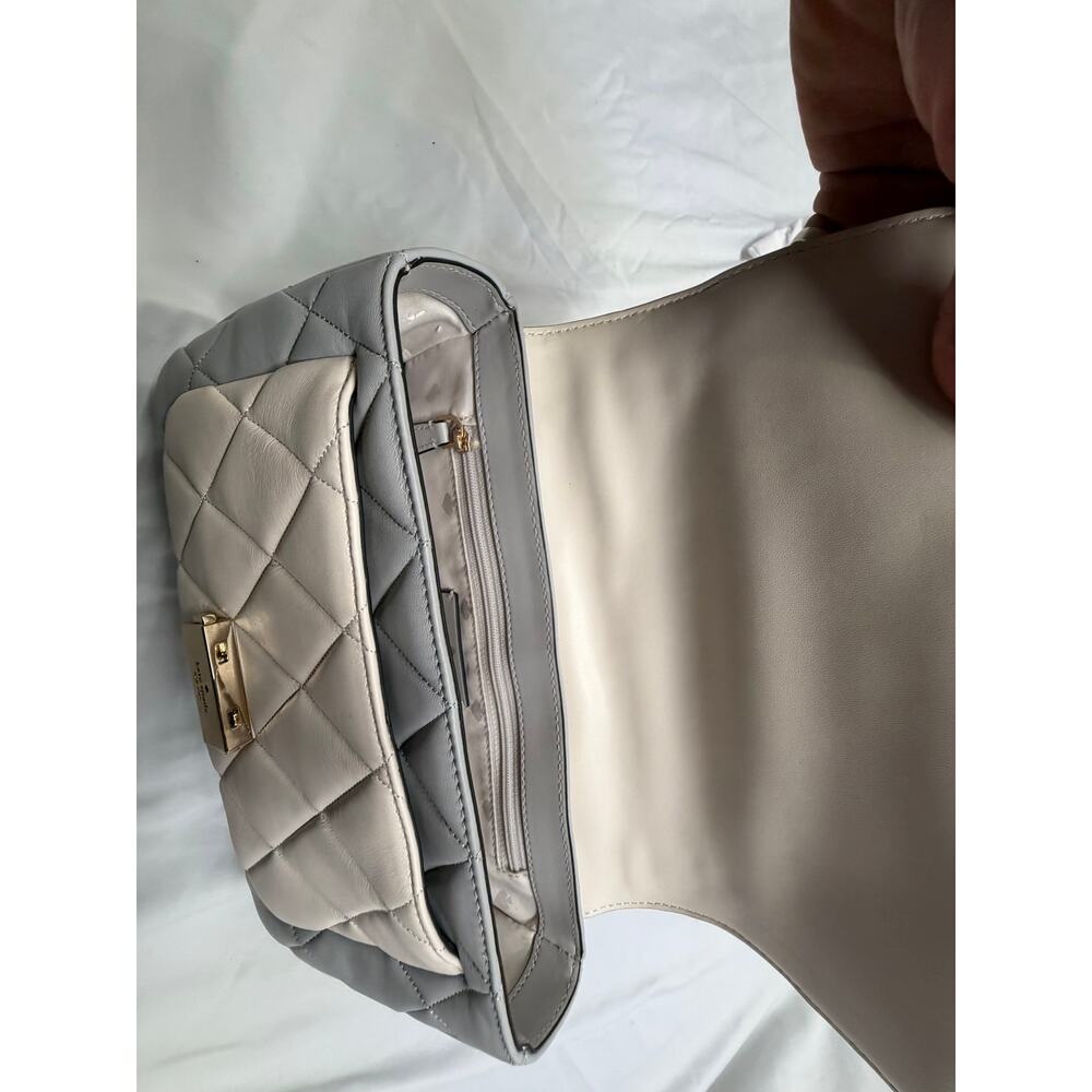 Rare Kate Spade Quilted Color‑Block Shoulder Bag – Black & Beige – Gold Chain - Picture 6 of 8